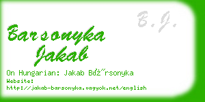 barsonyka jakab business card